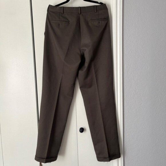 Dress Pants Brown Pleated‎ Cuffed Career Trousers Size Unknown - Picture 2 of 6